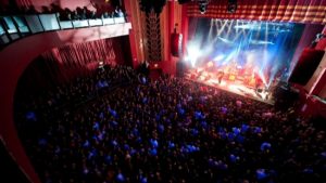 Lit stage Coronet Theatre London - Long term rental